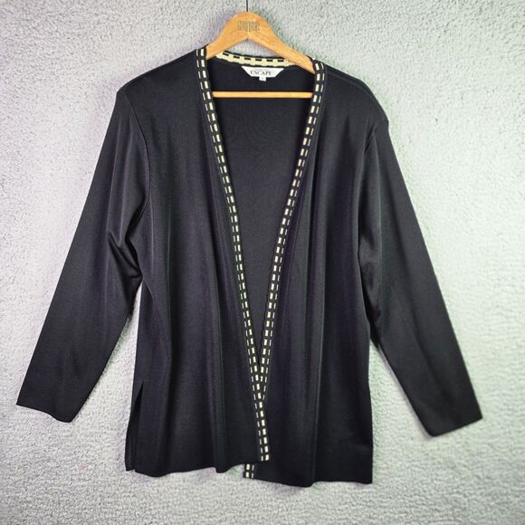 Howard Wolf Escape Cardigan XL Black VTG Metallic Trim Removable Shoulder Pads - Picture 13 of 16